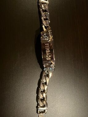 Versace Gold Link Bracelet with Crystal Accents